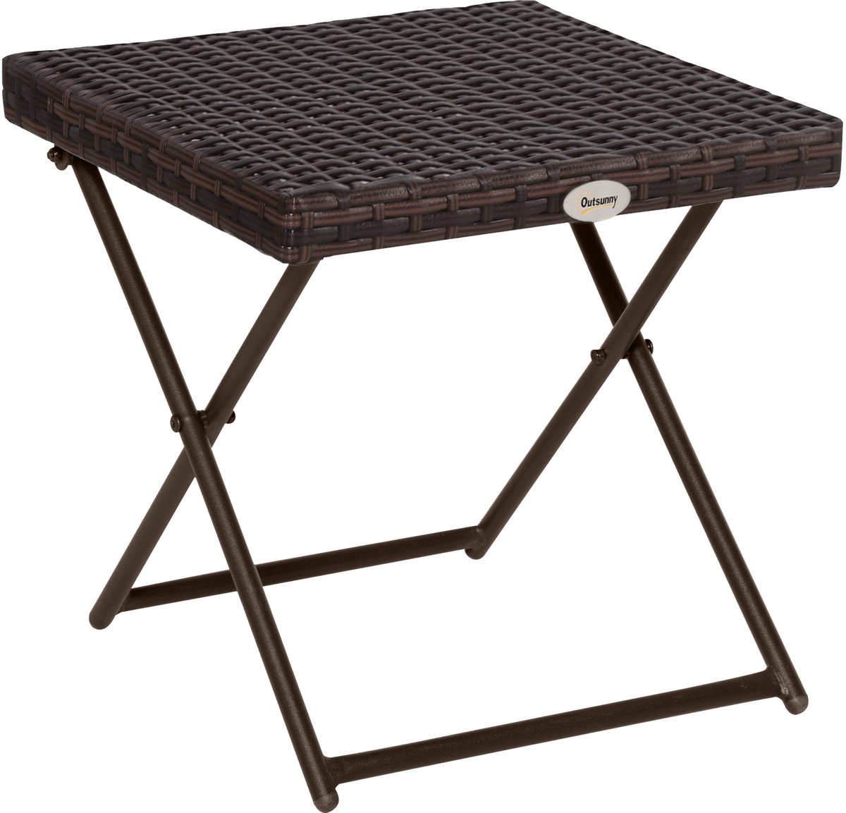 1 stuk - opvouwbare tuin koffietafel - 40 x 40 x 40 cm - stalen frame en geweven hars imitatie materiaal - bruin