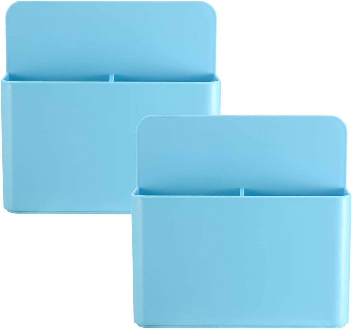 Opslagdozen voor pennen en droog uitwisbare pennen - Geschikt voor magnetische whiteboards, koelkastdeuren en ijzeren opbergkasten - Muurbevestiging zonder boren - 2 stuks, blauw