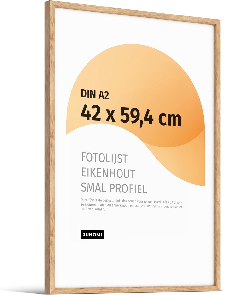 SnelShoppen - Premium Fotolijst A2 (42 × 59,4 cm) van Eikenhout met Slank Profiel, Breukbestendig Acrylaatglas, Horizontaal en Verticaal Ophangen