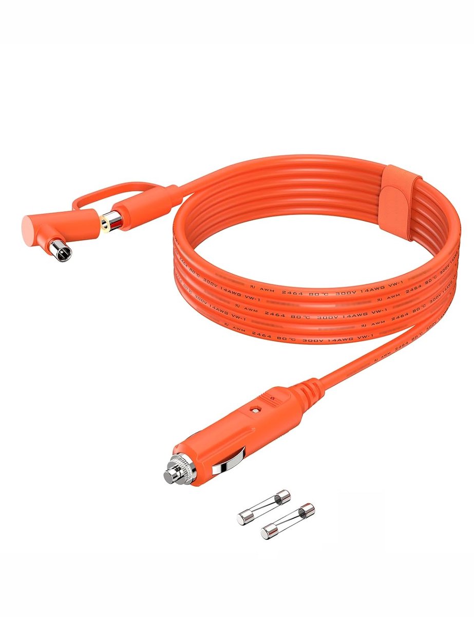 SnelShoppen - Tonton Sigarettenaansteker voor Auto, 12V Auto-oplader Kabeladapter voor Draagbare Powerstation, Zonnepaneel, GPS, 2 Meter, Ideaal voor