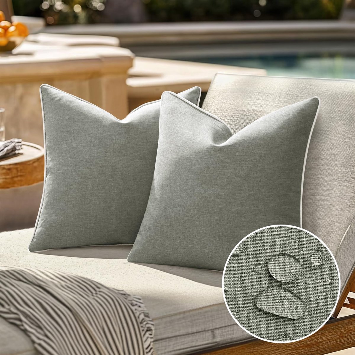 SnelShoppen - Weerbestendige kussenhoes Outdoor 40x40 Grijs Waterdicht | Kussenovertrekken, bankkussen, sierkussen, polyester, set van 2 voor tuin, ba