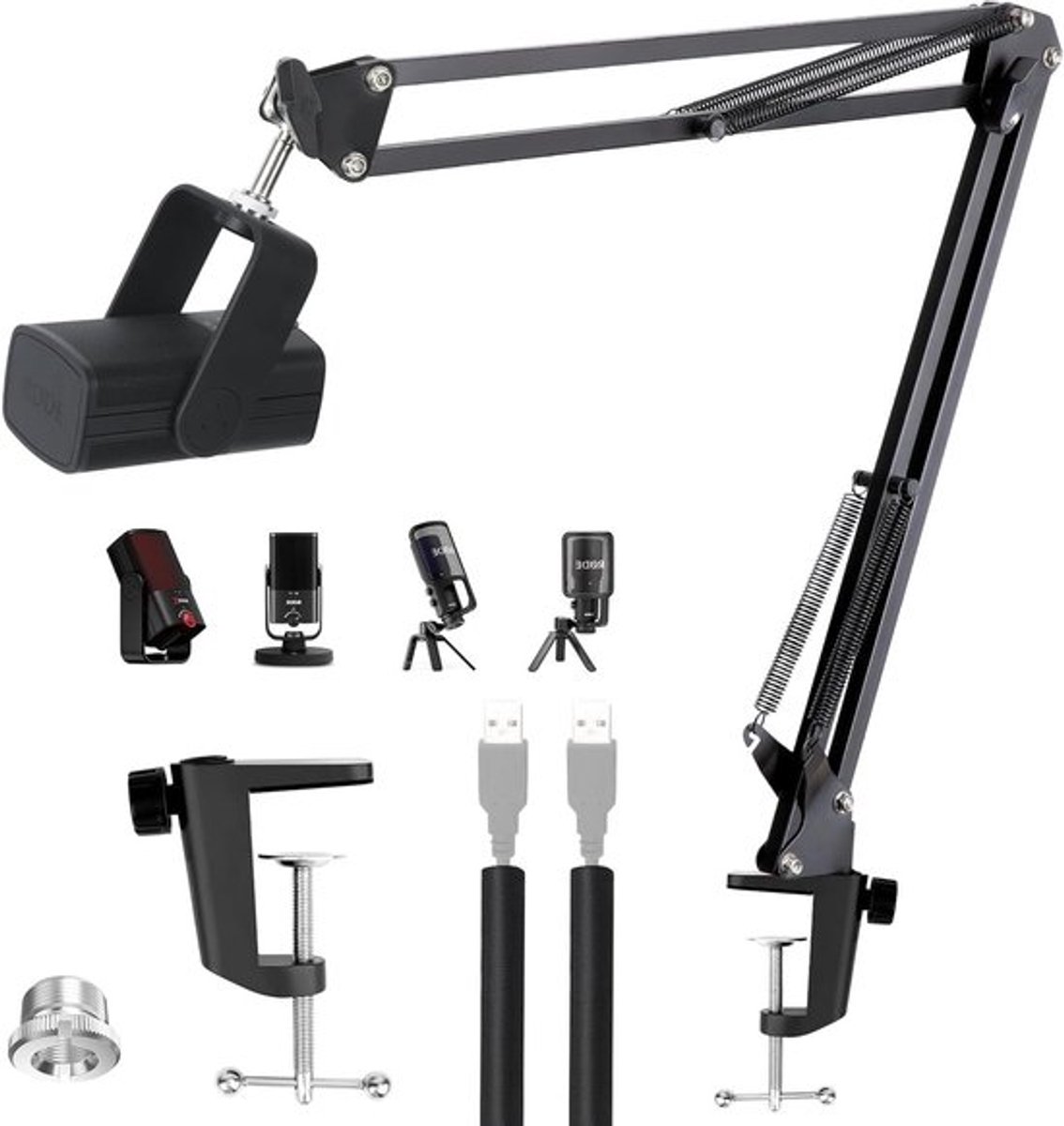 Verstelbare Microfoonhouder met Microfoonarm – Microfoonstandaard voor Streaming en Gaming, Geschikt voor Mini Microfoons en Accessoires