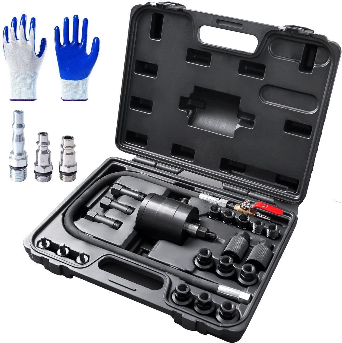SnelShoppen - Pneumatische Diesel Injector Trekkerset 24PCS - Luchtaangedreven Verwijderingsgereedschap met 19 Adapters & 3×1/4" Koppelingen - Zware S