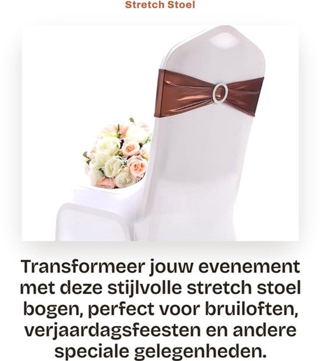 Stoelbanden 10 Stuks - Stretch Stoel Cover - Sjerpen Met Gesp - Spandex Elastisch - Bruiloft/Party Decoratie - Glanzende Look - Stoelcovers