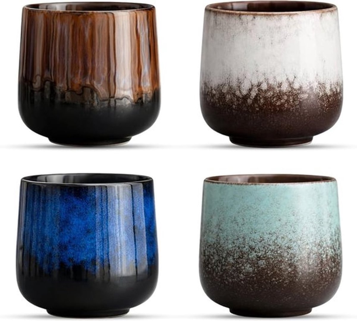 Set van 4 moderne espressokopjes zonder handvat, 230 ml keramiek, perfect cadeau voor koffieliefhebbers in verschillende kleuren