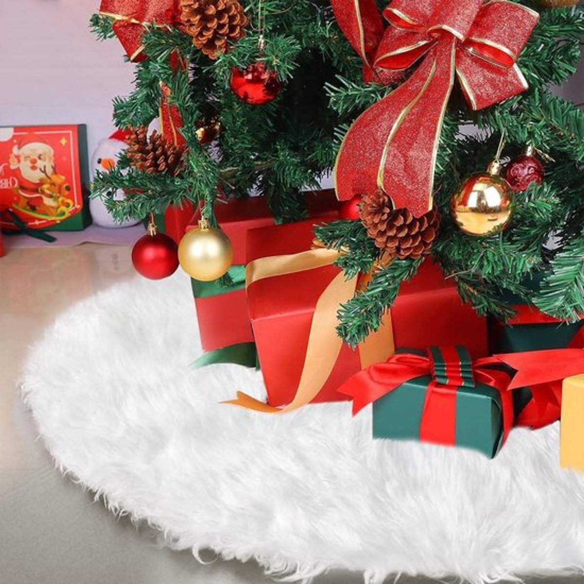 Kerstboomrokken - 90 cm witte rok voor middelgrote kerstbomen, perfect voor de feestdagen en decoratie