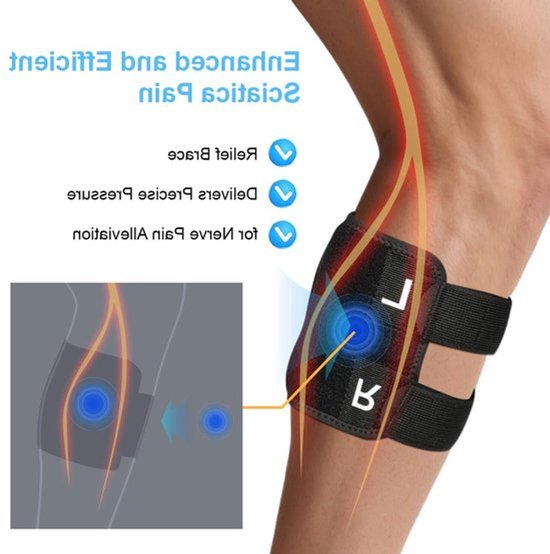 Verstelbare kuitbandage met 2 verwijderbare drukpads voor acupressuur en compressie van de kuit en scheenbeen, ideaal voor pijnverlichting en herstel
