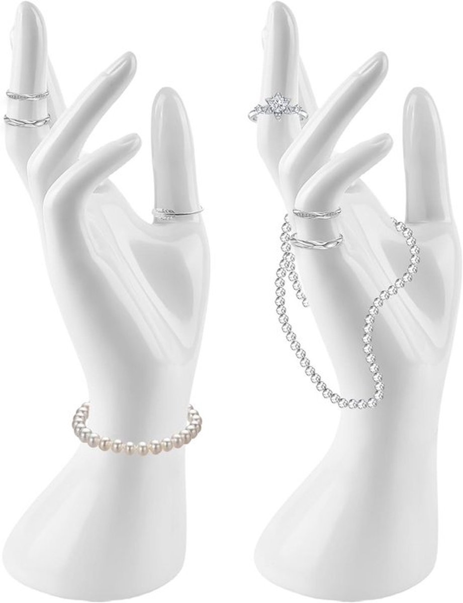 Handmodel voor Sieraden, 2 Stuks Mannequin Handen voor Ringen en Kettingen, Displayhouder voor Sieraden, Perfect voor Beurzen en Tentoonstellingen