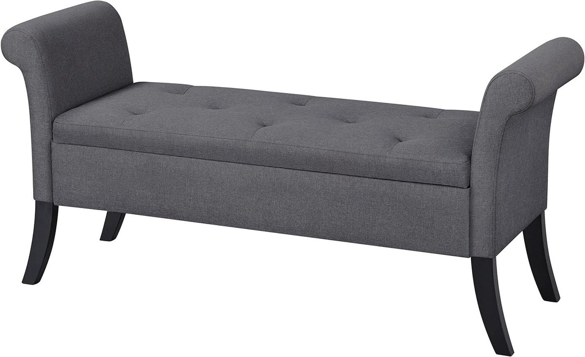 Zitbank met opbergruimte - Opbergkruk kruk - Orde scheppen - Hoge belastbaarheid - 131 cm breed - Donkergrijs