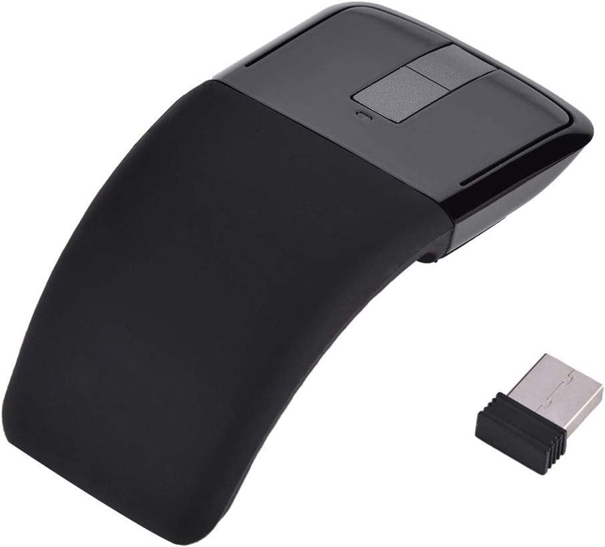 Draagbare Bluetooth Arc Touch Muis, Vouwbare 2.4GHz Muis met USB Ontvanger voor PC, Laptop en Smart TV (Zwart)