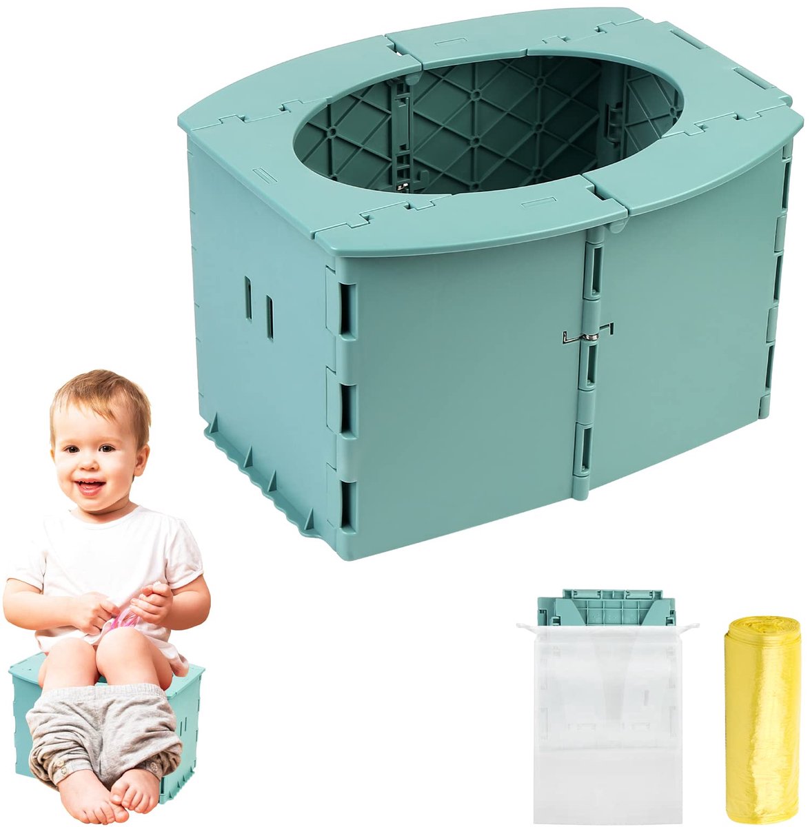 SnelShoppen - Draagbare Klaptoilet voor Kinderen, Vouwbaar Potje voor Onderweg, Mobiele Toiletoplossing voor Kinderen van 12-36 Maanden, Ideaal voor F