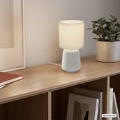 BRILONER Dora - Tafellamp slaapkamer - met stoffen kap & keramiek voet - bedlamp - tafellampje - Ø13cm x 27 cm - wit
