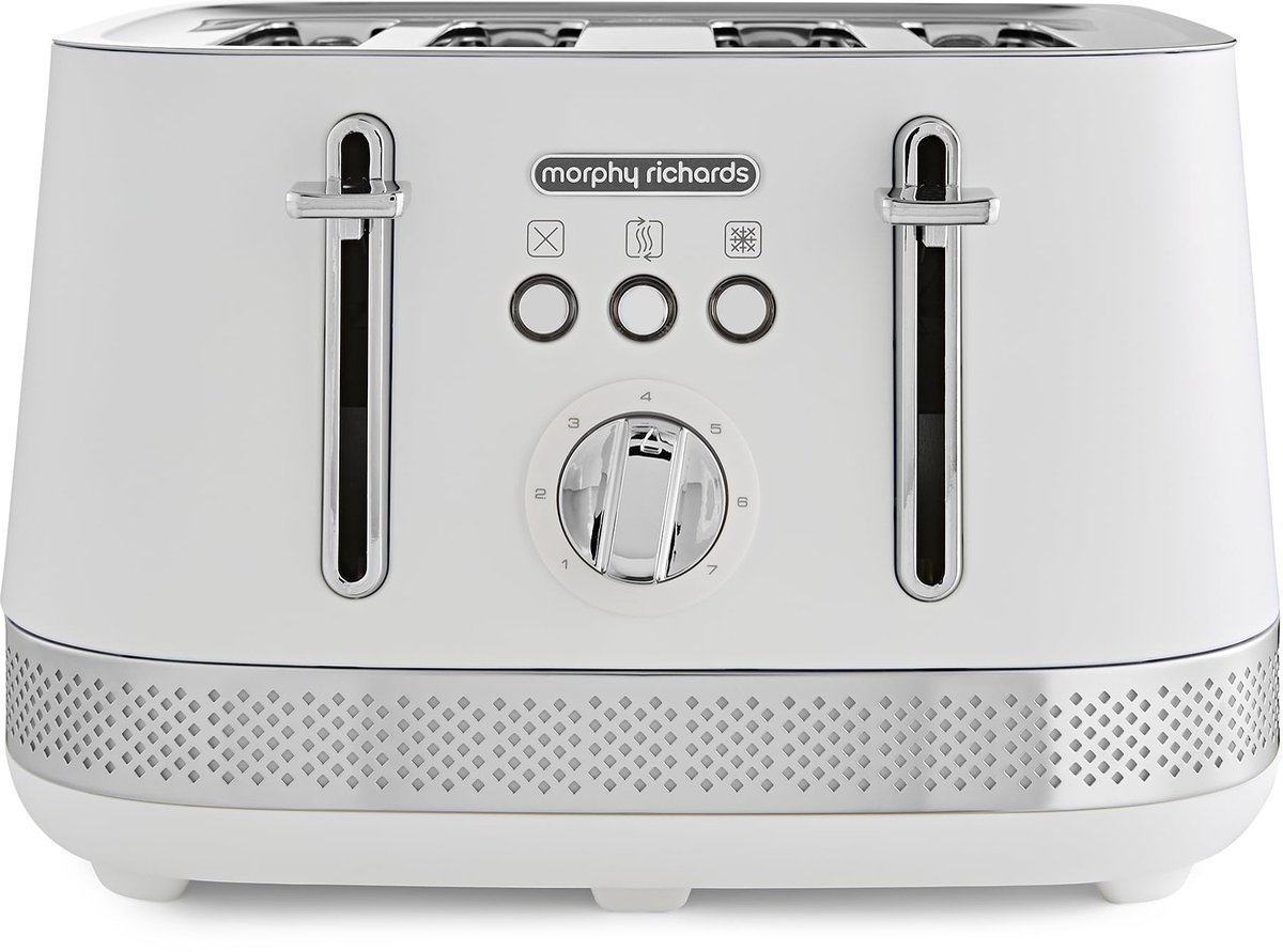 SnelShoppen Wit Broodrooster met 4 Sneden 7 Toast-instellingen Browning Controls Variabele Breedte Slots Auto Pop-up Verwijderbare Kruimellade