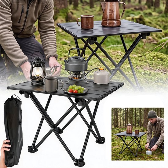 Picknicktafel Klein - Inklapbare Tafel - Vouwtafel Buiten - 40 cm - Koolstofstaal - Opvouwbaar - Waterdicht - Voor Kamperen en Vissen - Draagbaar — afbeelding 4