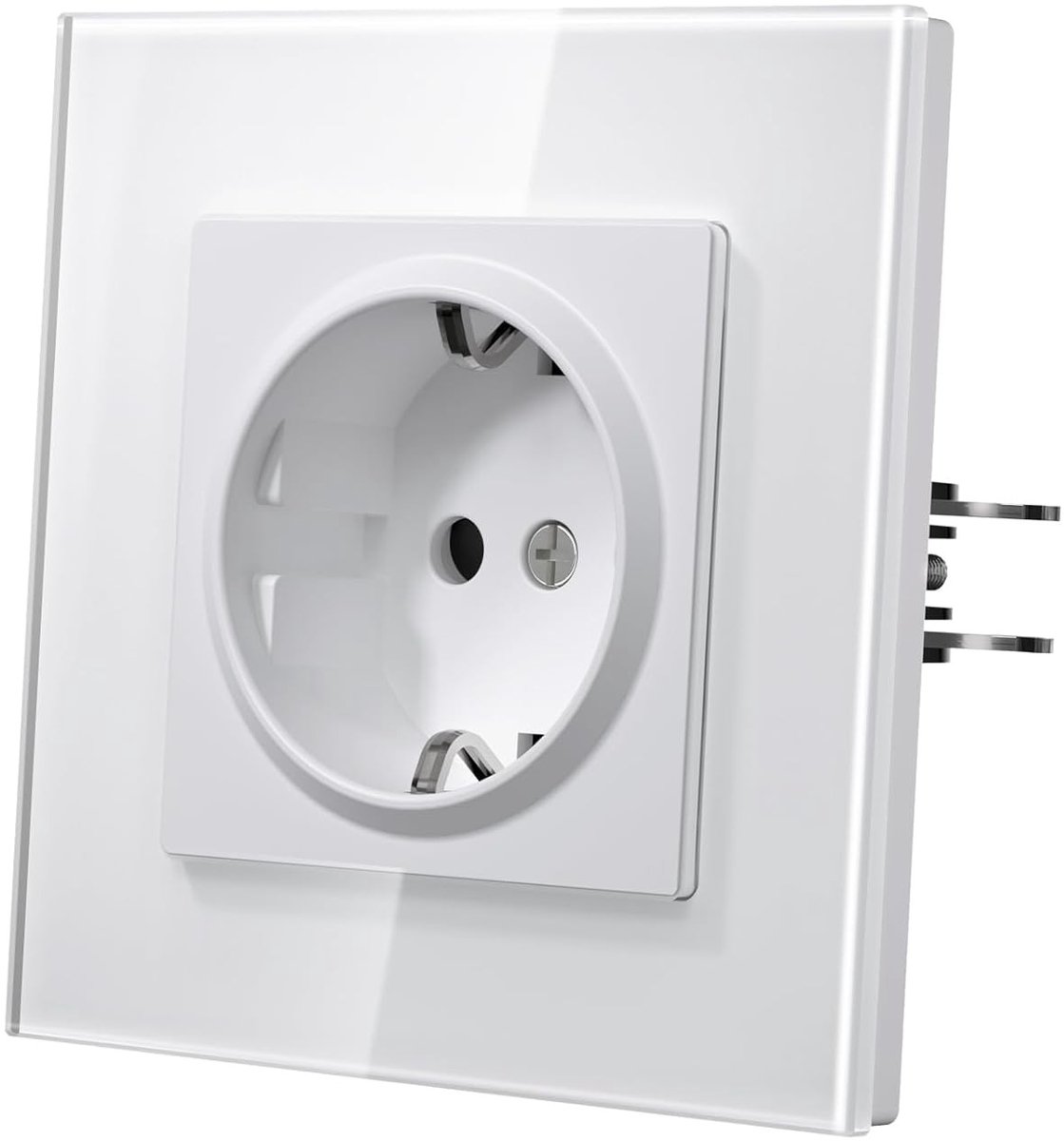Inbouw stopcontact met glazen afdekplaat - 1-voudig, modern design, veilig en gebruiksvriendelijk