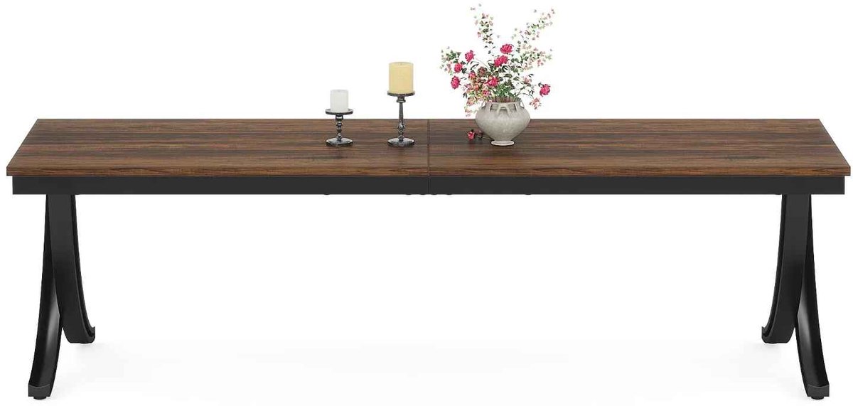CORE Eettafel - 198 cm Grote Eettafel voor 6 tot 8 Personen - Boerderijstijl Houten Keukentafel - Stevig Onderstel - Ruime Rechthoekige Tafel voor Keuken, Eetkamer en Woonkamer - Landelijk Industrieel Design - 200x70x75cm Houtlook rustiek bruin