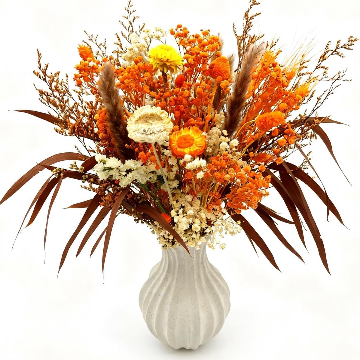 SnelShoppen - Boeket Droogbloemen Herfst Natuurlijke Droogbloemen Decoratie voor Boho Woonkamer Bruiloft Arrangement 45 cm
