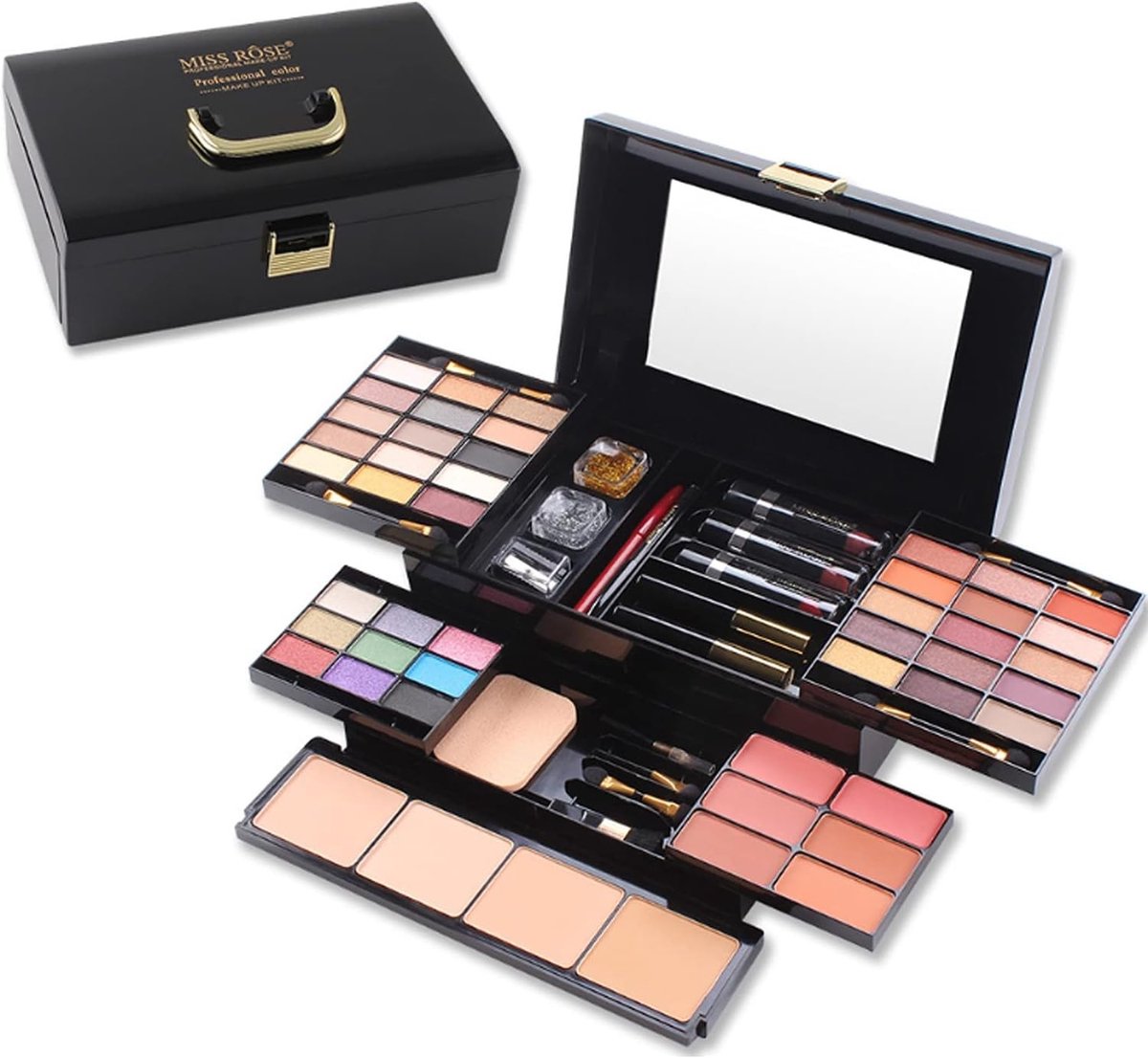 Professionele Make-up Set met 39 Oogschaduw Kleuren, 6 Blush Tinten en 4 Compacte Poeders, Inclusief Spiegel voor een Volledige Gezichtsmakeupervaring