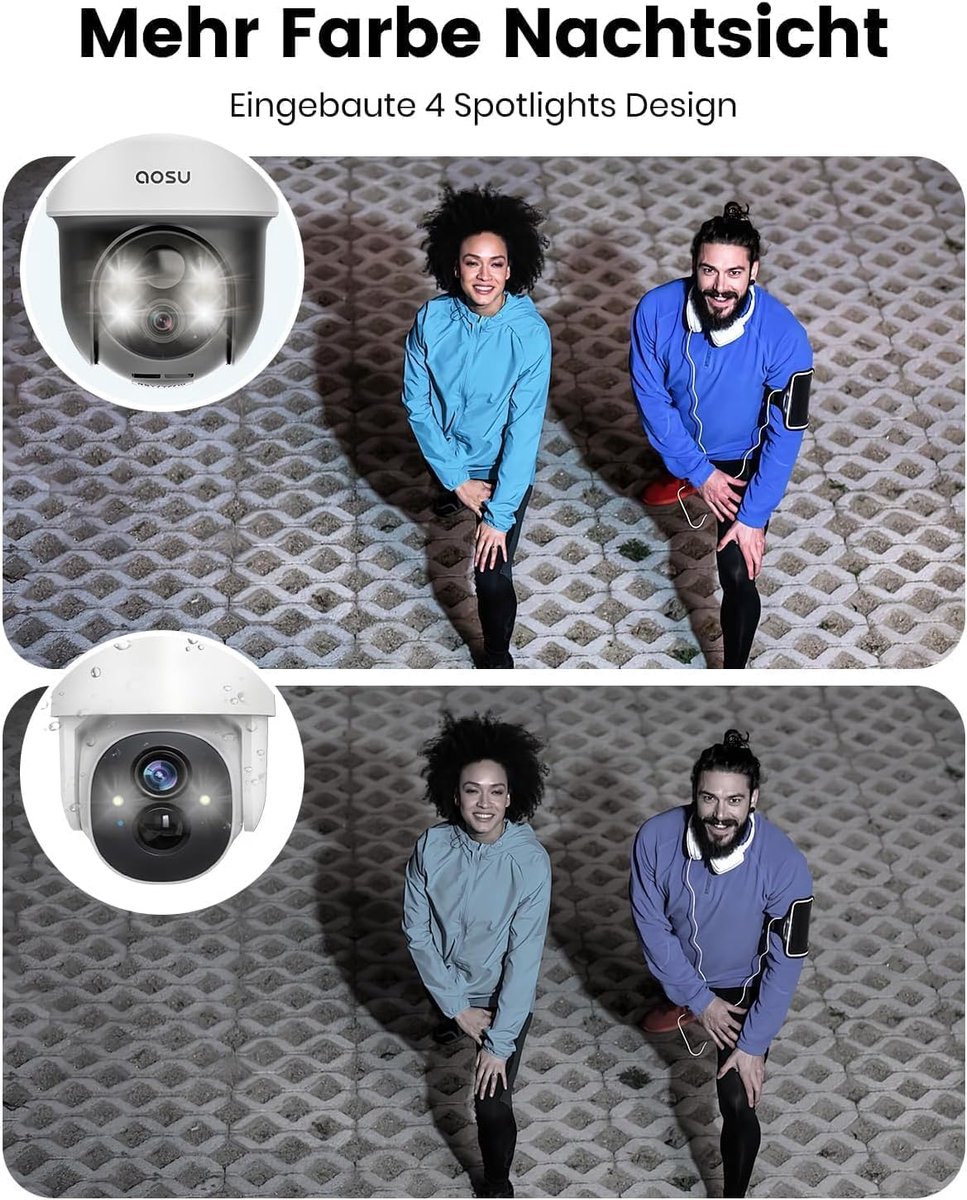 SnelShoppen - 2K Bewakingscamera voor Buiten, Zonne-Accu, 3 MP, 360° PTZ met KI, PIR, Licht- en Geluidsalarm, 2-Weg Audio, Automatische Personentracki