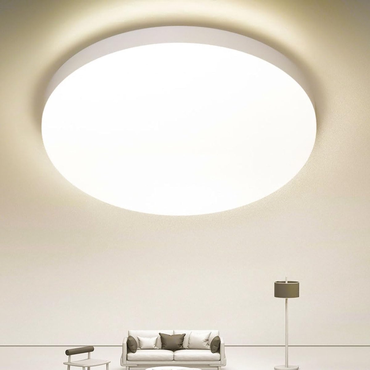 SnelShoppen - Plafondlamp LED 36W, Waterdicht IP44, 4000K, 4300 Lumen, Rond en Plat, Ultradun Design voor Badkamer, Keuken, Woonkamer, Slaapkamer, Hal