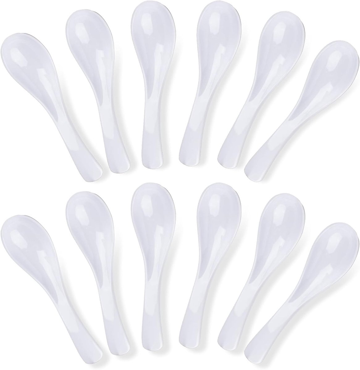 Set van 12 stevige witte lepel voor Aziatische soep, ramen en dessert - Perfect voor elke gelegenheid