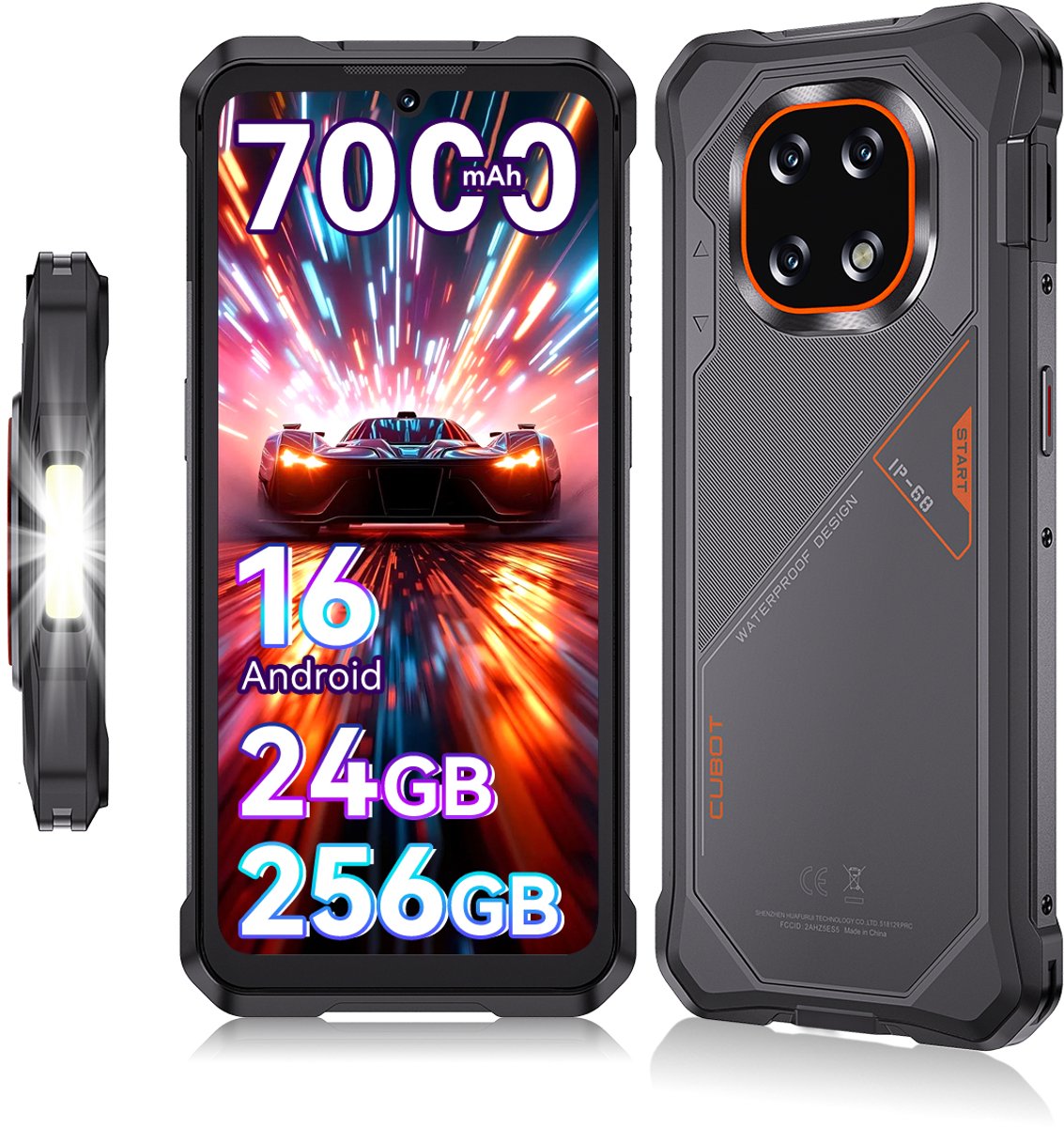 Robuuste Smartphone - CUBOT Kingkong ES 5 - 6,88" 120Hz - 24GB RAM - 256GB ROM - 7000 mAh 33W - Android 16 - 4G Dual SIM - IP68/IP69K - NFC - GPS - 2026 nieuw - Grijs