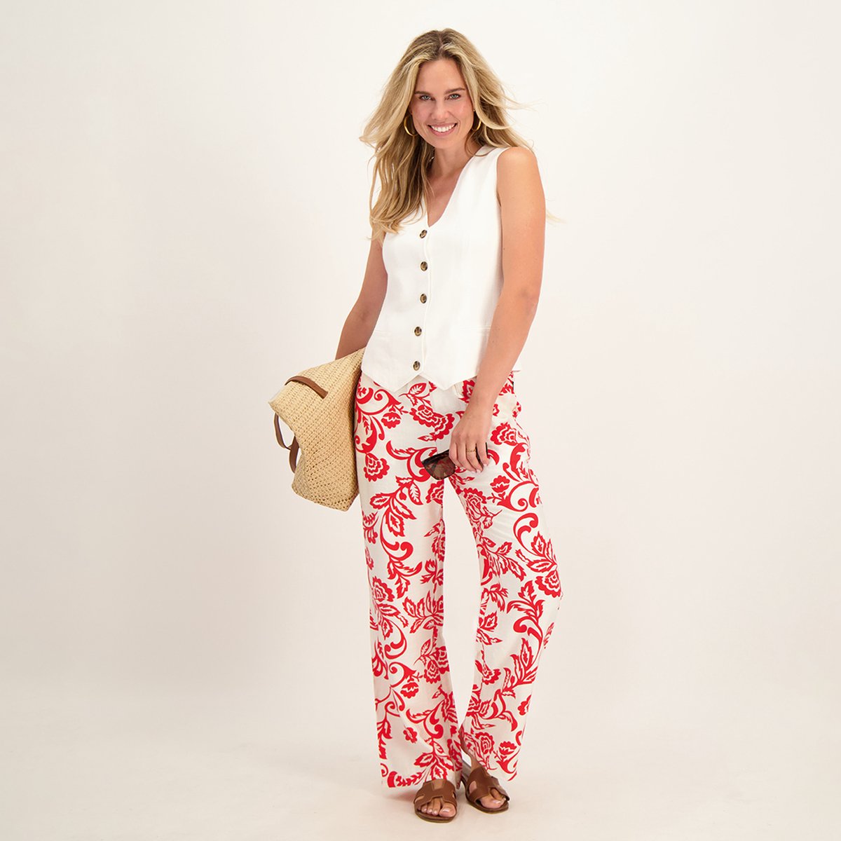 Je m'appelle Dames Broek Straight fit - Rood - Maat XL