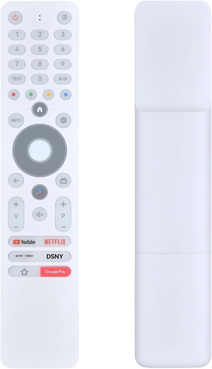 Vervangende afstandsbediening voor HD Smart Android TV, compatibel met diverse modellen, wit en gebruiksvriendelijk