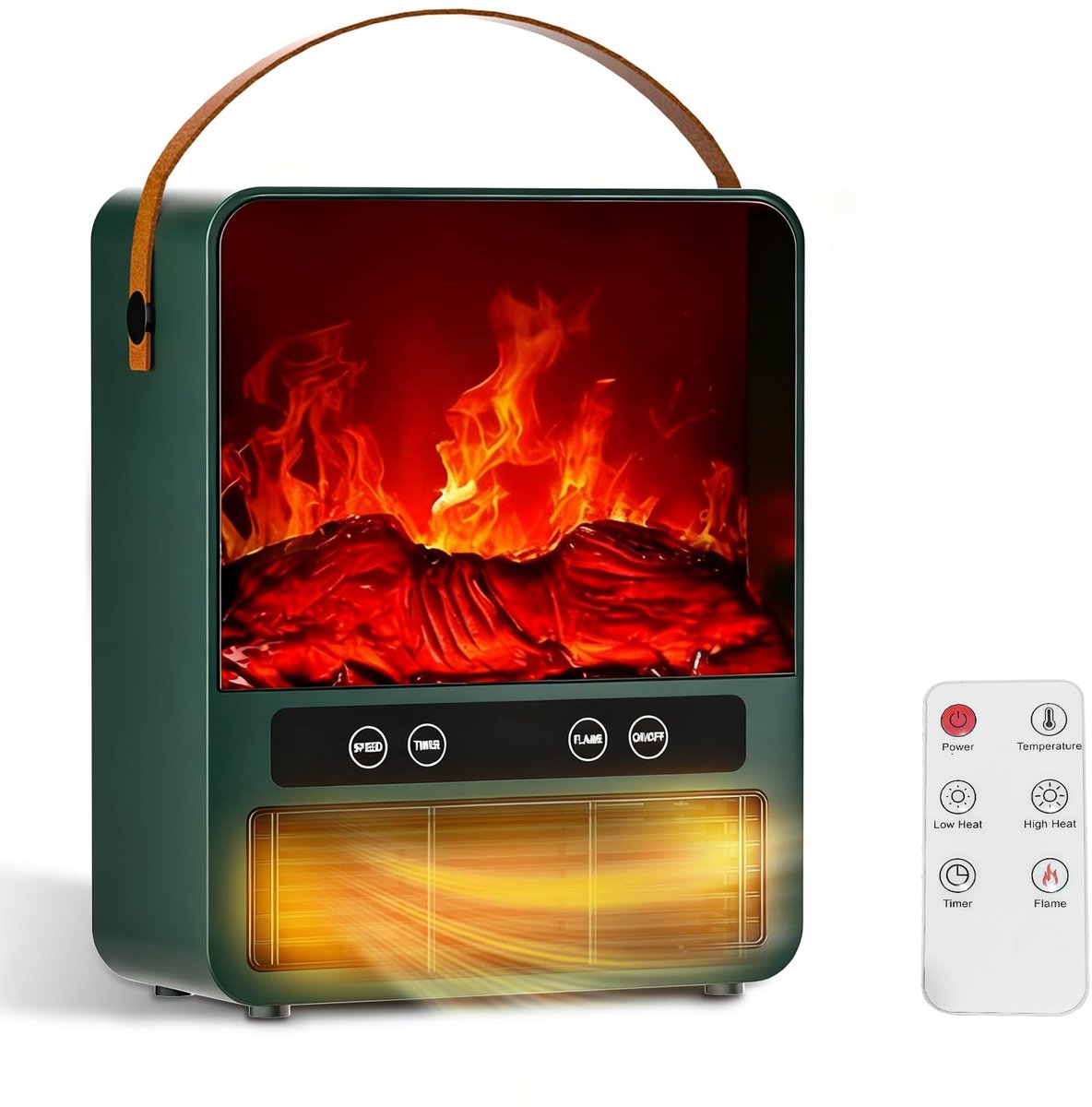 SnelShoppen - Holilo Keramische Ventilatorkachel met 3D Vlameffect, 1500W Verwarming, Stil 34 dB, Afstandsbediening, Energiebesparend voor Badkamer en