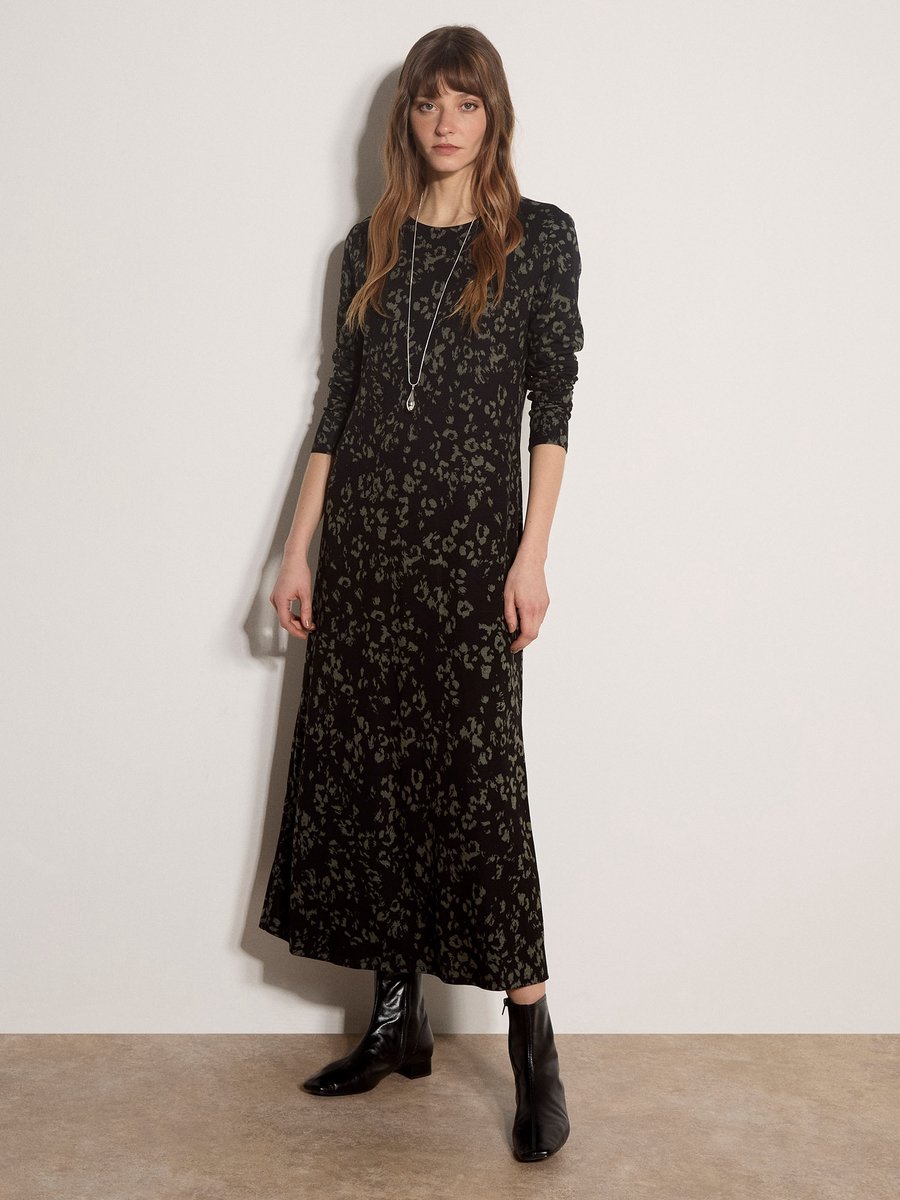 Maxi-jurk van jersey met luipaardprint