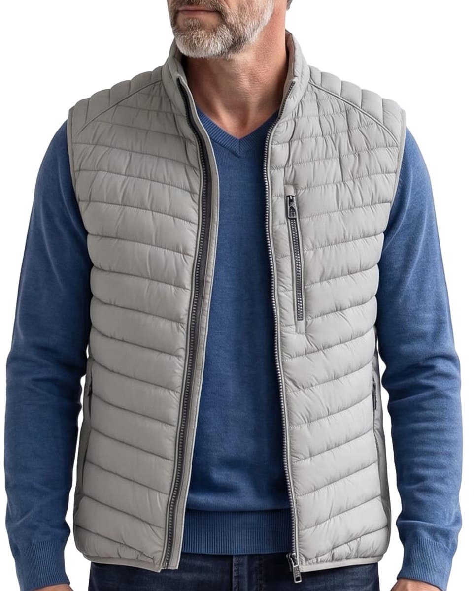 CASA MODA comfort fit bodywarmer - grijs - wit