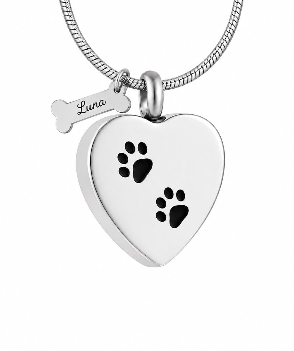 Ashanger Hart Hondenpootjes | Ashanger Hart Hondenbotje Graveren | Ashanger Hond inclusief naam graveren | Unieke Ashanger met Naam Hond | Petshop Seven