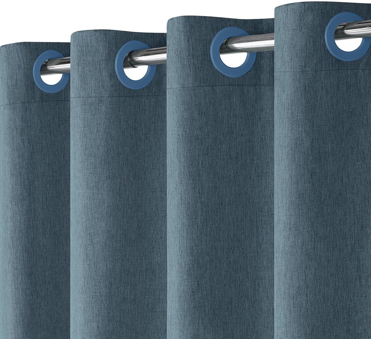 SnelShoppen - Hotelstijl douchegordijn zonder haken, waterdichte coating, zware linnen stof, wasbaar badgordijn 183 x 191 cm marineblauw voor douche e