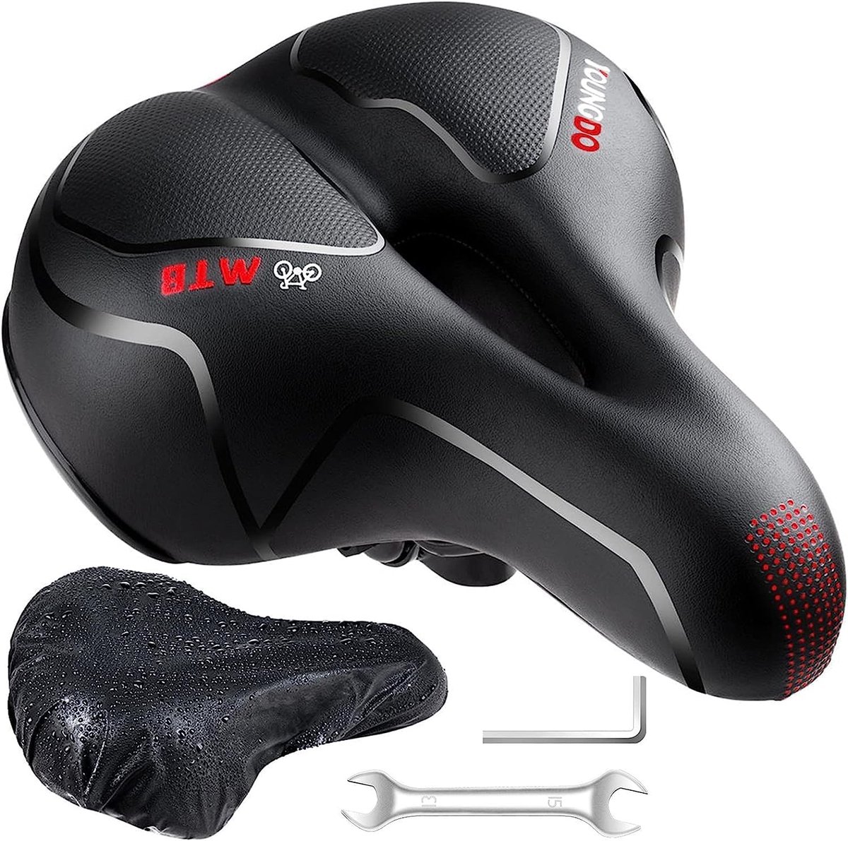 SnelShoppen - Ergonomisch Fietszadel Gel - Comfortabel, Ademend, Schokabsorberend, Waterdicht PU Leer - Zacht Fietszadel voor Fietsen, Mountainbiken,