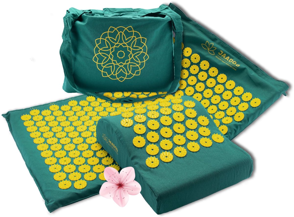 SnelShoppen - Acupressuurmat Set Memory Foam met Kussen en Tas | Model 2021 | Massagemat voor Ontspanning, Stressverlichting, en Gezondheid