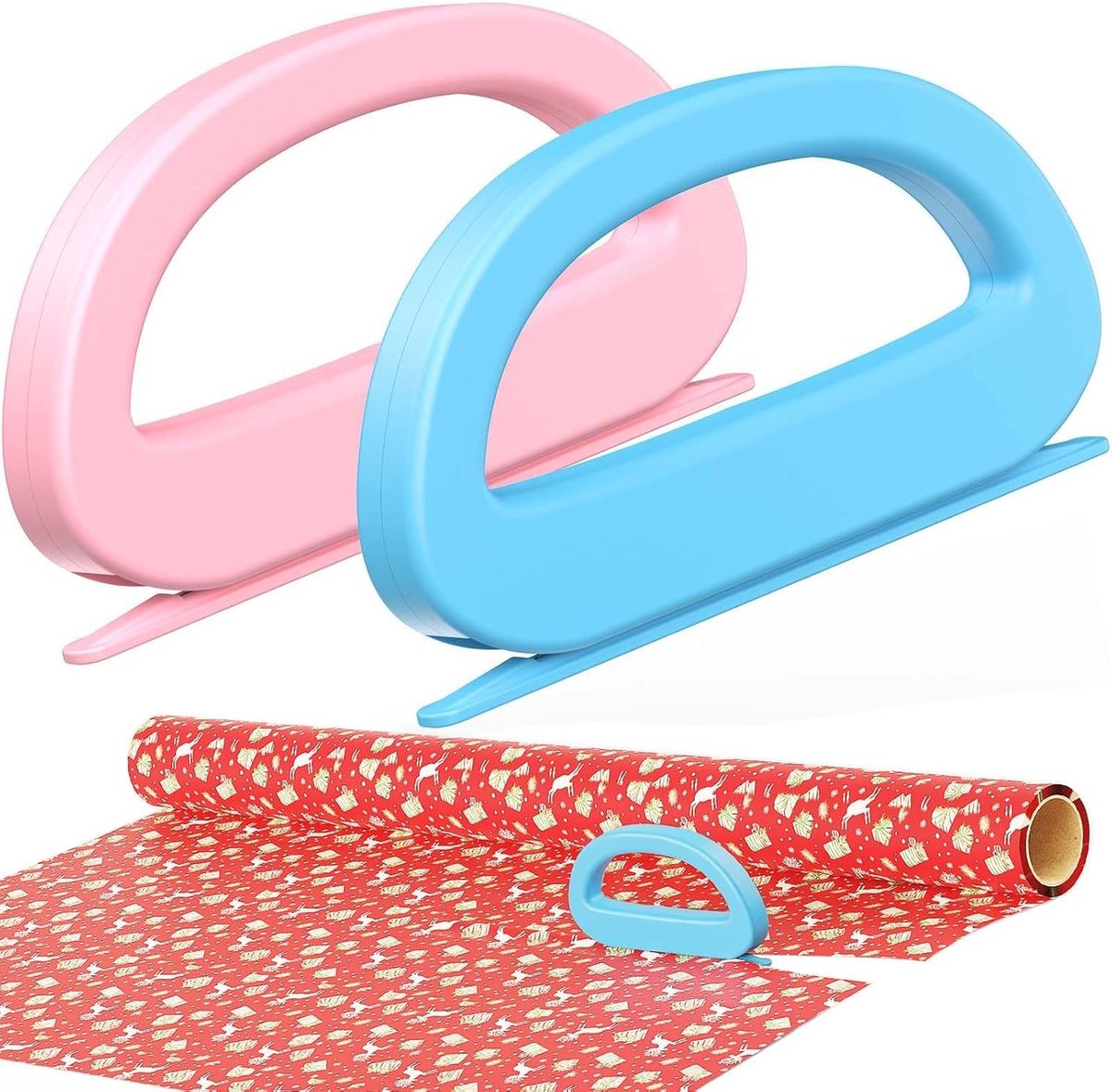 2 Pack Geschenkpapiersnijder met 4 Blades, Ideaal voor Verpakken, Knippen en Decoreren van Cadeaus voor Feestdagen en Verjaardagen