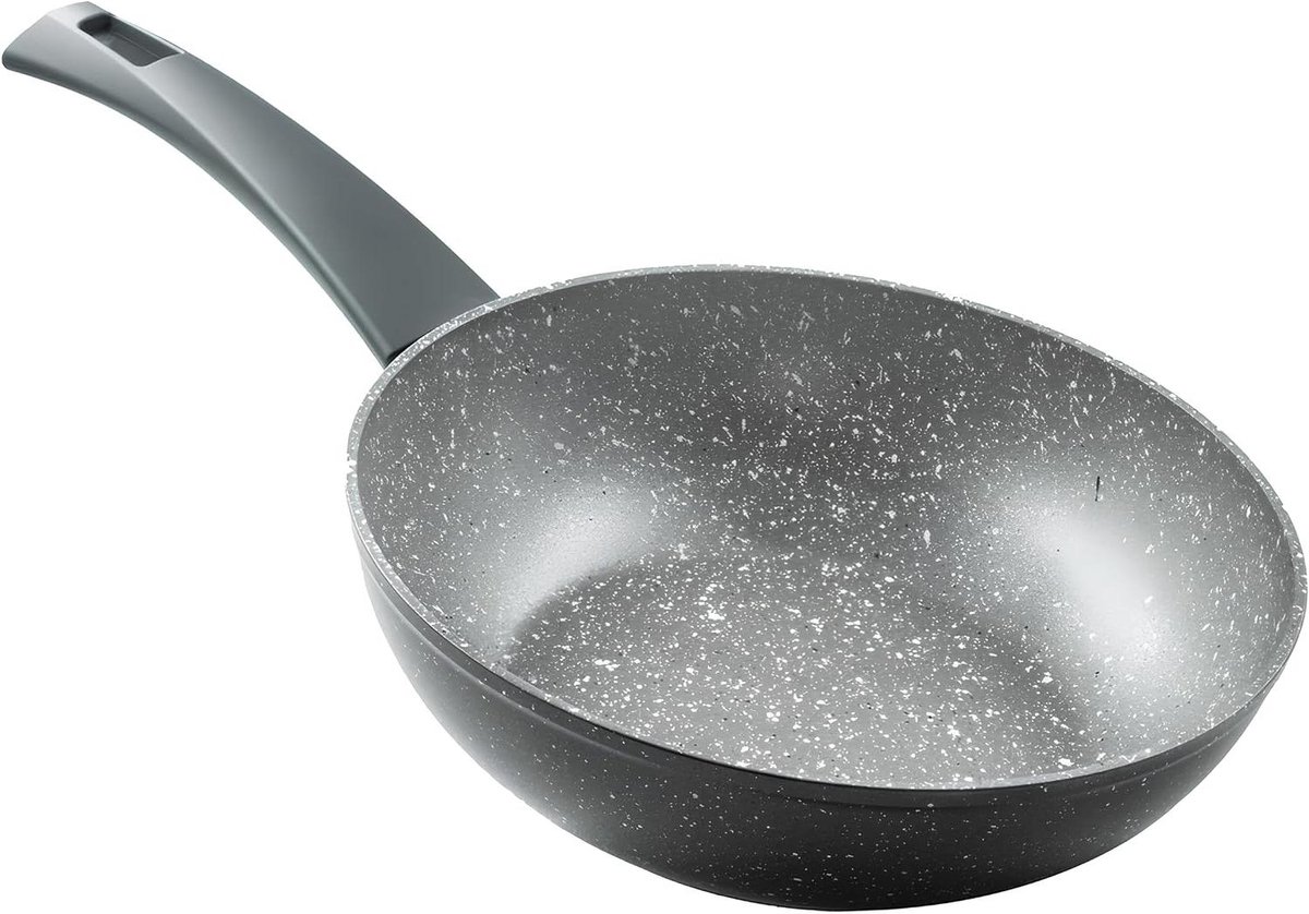 Wokpan - Koekenpan - Snel Roerbakken - Anti-aanbaklaag - 24 cm - Grijs