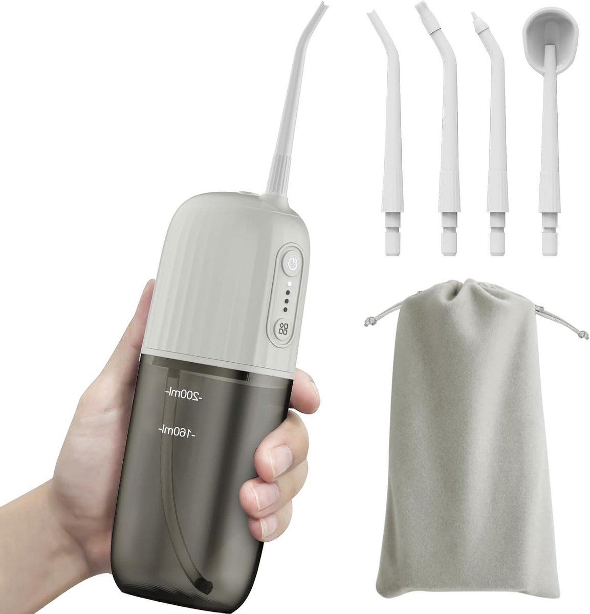 Draadloze Monddouche - Elektrische Tandenreiniger - Mondhygiëne Verbeteren - IPX7 Waterdicht - 200ml Tank - Grijs