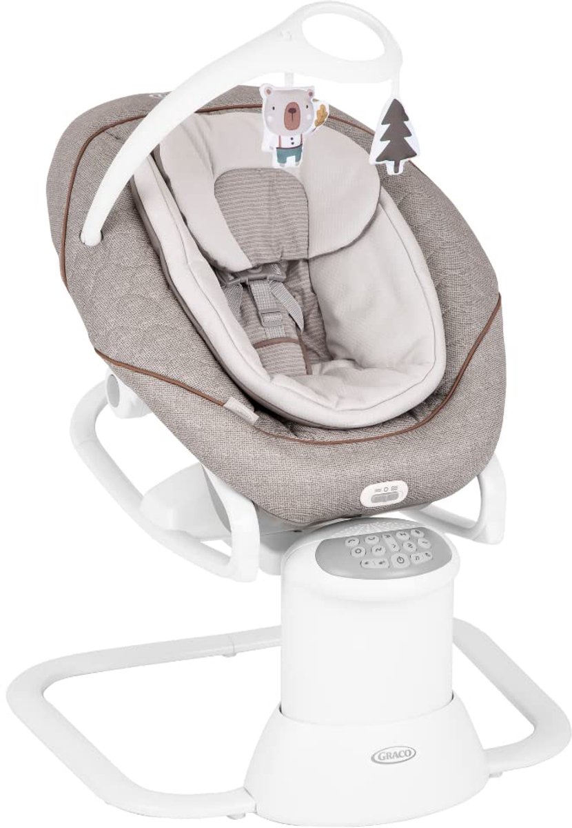Babyschommel en wip - Draagbare rocker - Baby kalmeren - 16 rustgevende bewegingen - 0-9 kg - Beige