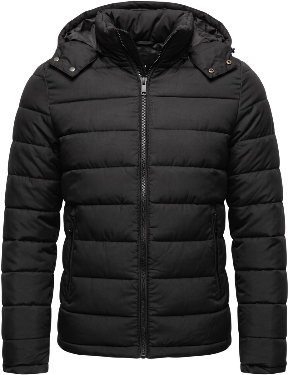 Heren Jack met Capuchon - Slim Fit - Tussenjas Heren - 8210 - Zwart