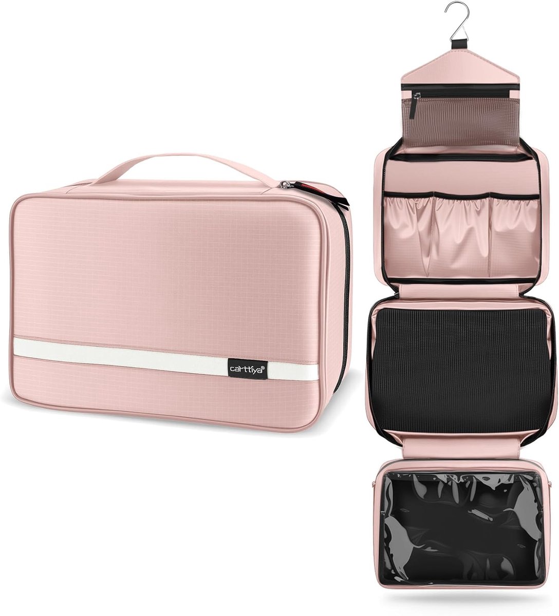 SnelShoppen - Grote toilettas voor mannen en vrouwen, waterdichte cosmetische reistas, roze, 29x22x5 cm, ideale organizer voor reizen en zakenreizen