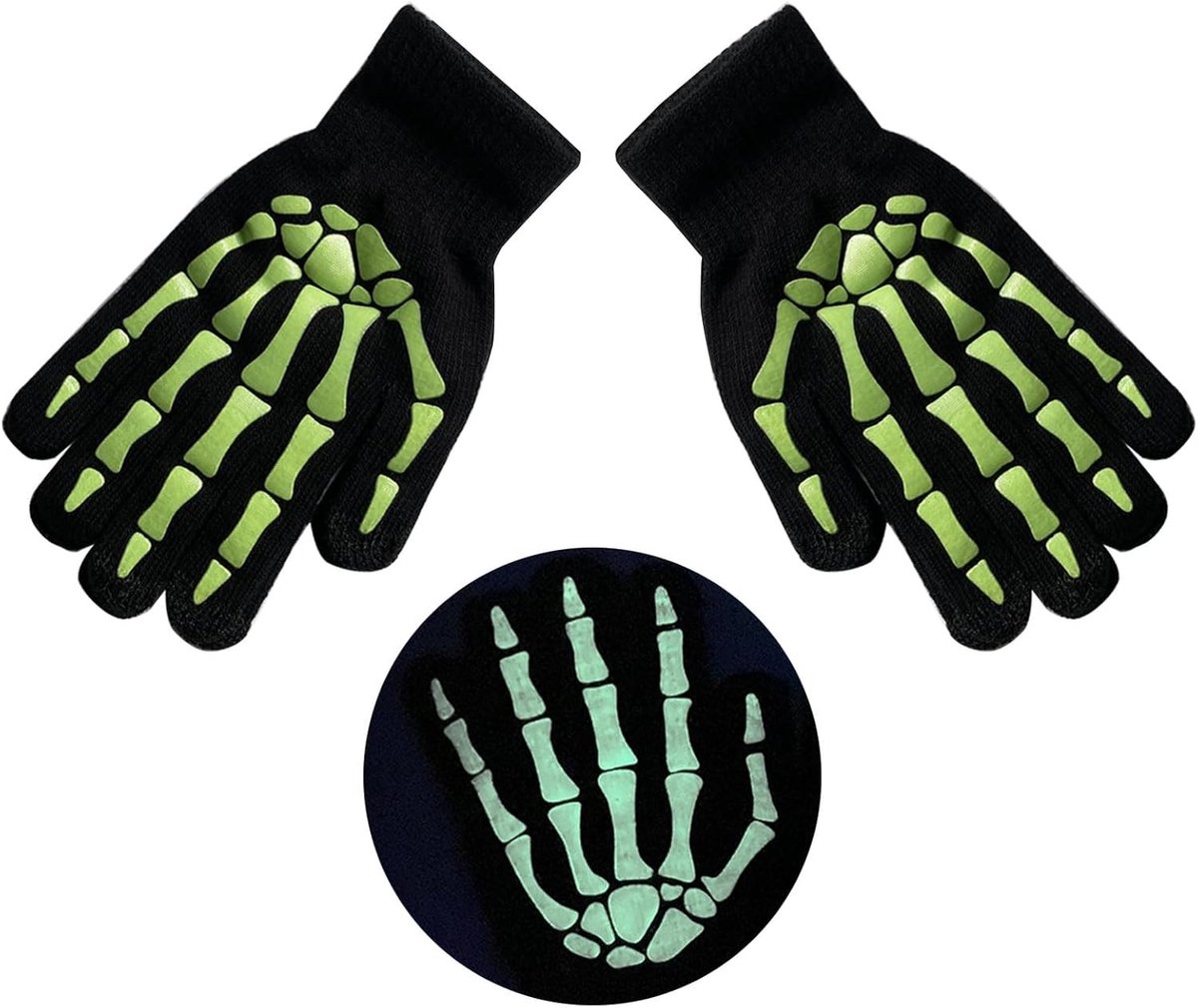 Glow in the Dark Skelet Handen Warme Kostuum Handschoenen voor Halloween Feest en Decoratie
