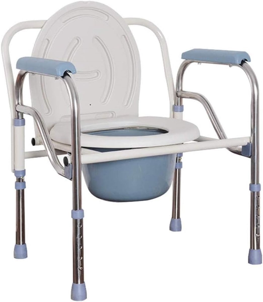 Toiletstoel - Bedside commode - Thuiszorg - In hoogte verstelbaar - 150 kg draagvermogen - Zilver