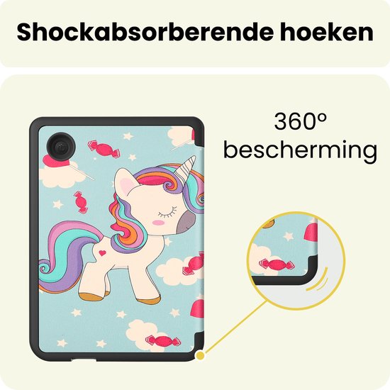 Hoes Geschikt voor Kobo Clara 2E - E-reader Bescherm Hoesje Case Sleep Cover Trifold Met Screenprotector - Hoes Geschikt voor Kobo Clara 2E Hoesje - Eenhoorn — afbeelding 4