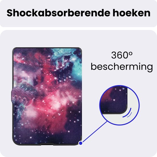 Hoes Geschikt voor Kobo Nia - Luxe E-reader Trifold Case - Bescherm Hoesje Book Cover - Galaxy — afbeelding 5