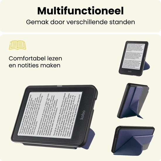 Hoes Geschikt voor Kobo Clara HD - E-reader Bescherm Hoesje Case Sleep Cover Trifold - Hoes Geschikt voor Kobo Clara HD Hoesje - Donkerblauw — afbeelding 3