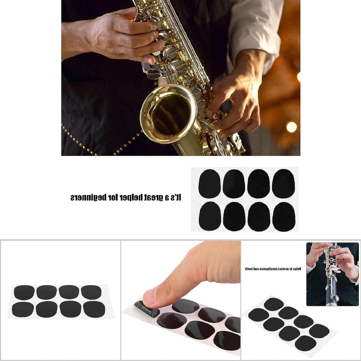 Saxofon Mondstuk Patches voor Sopraan, Alt en Tenor Saxofoon - 0.3/0.5/0.8mm, 2 Kleuren en 2 Vormen