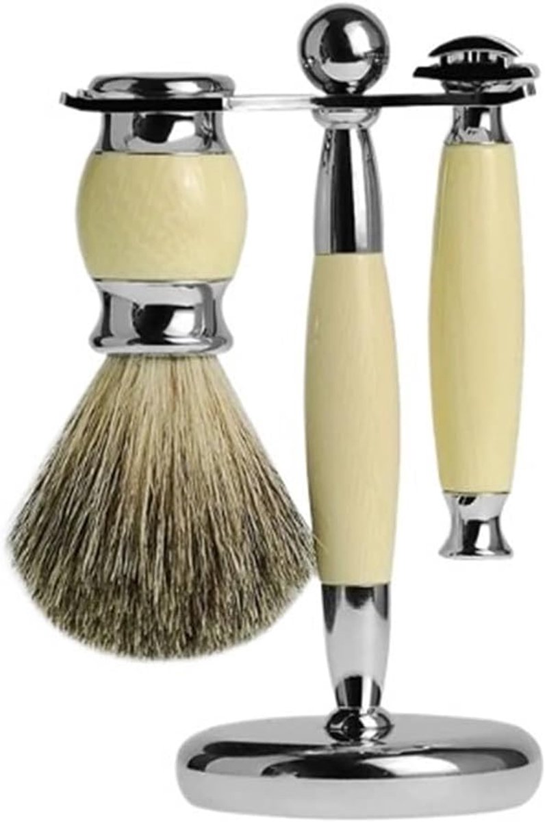 Scheerstandaard Mannen - Scheergerei Houder - Badkamer Organisatie - Stevig Metalen Ontwerp - 155 cm Hoog - Beige