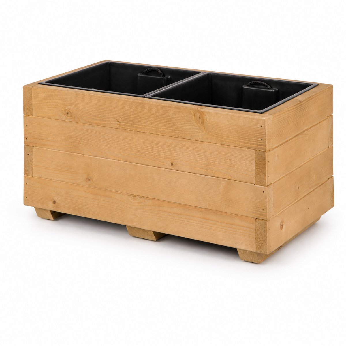 Plant&Bak Plantenbak met Binnenbak Vurenhout L62 × B33 × H32 cm – Houten Plantenbak voor Buiten – Uitneembare Binnenbak – Honingeiken