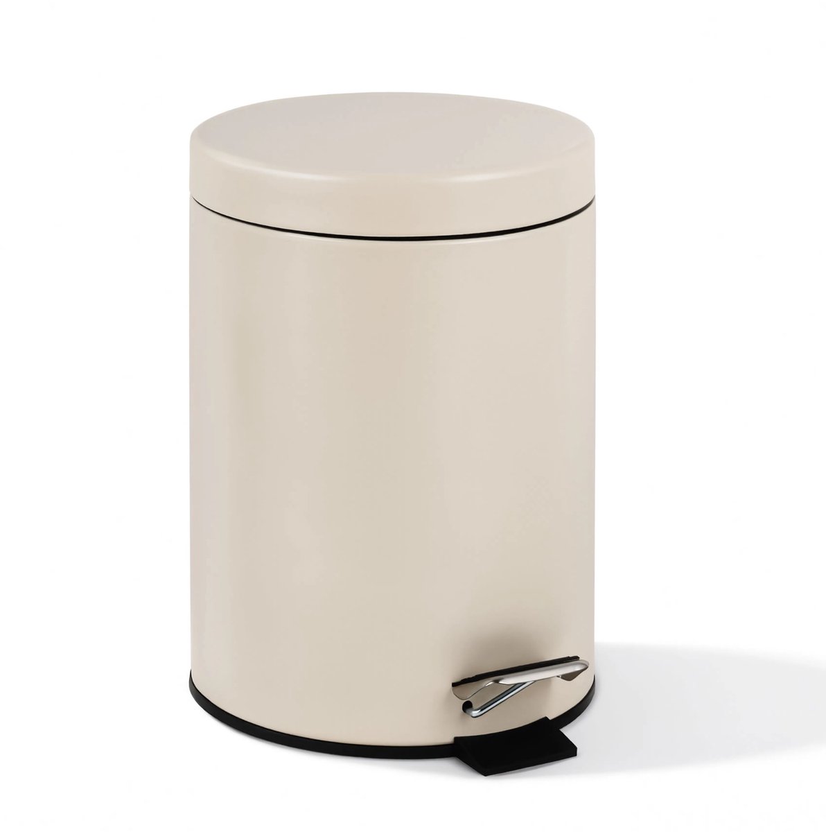 HUSH Living - Prullenbak 5L metaal - met softclose deksel - pedaalemmer - uitneembare binnenemmer - compact en ruimt - badkamer & toilet - Natural Beige